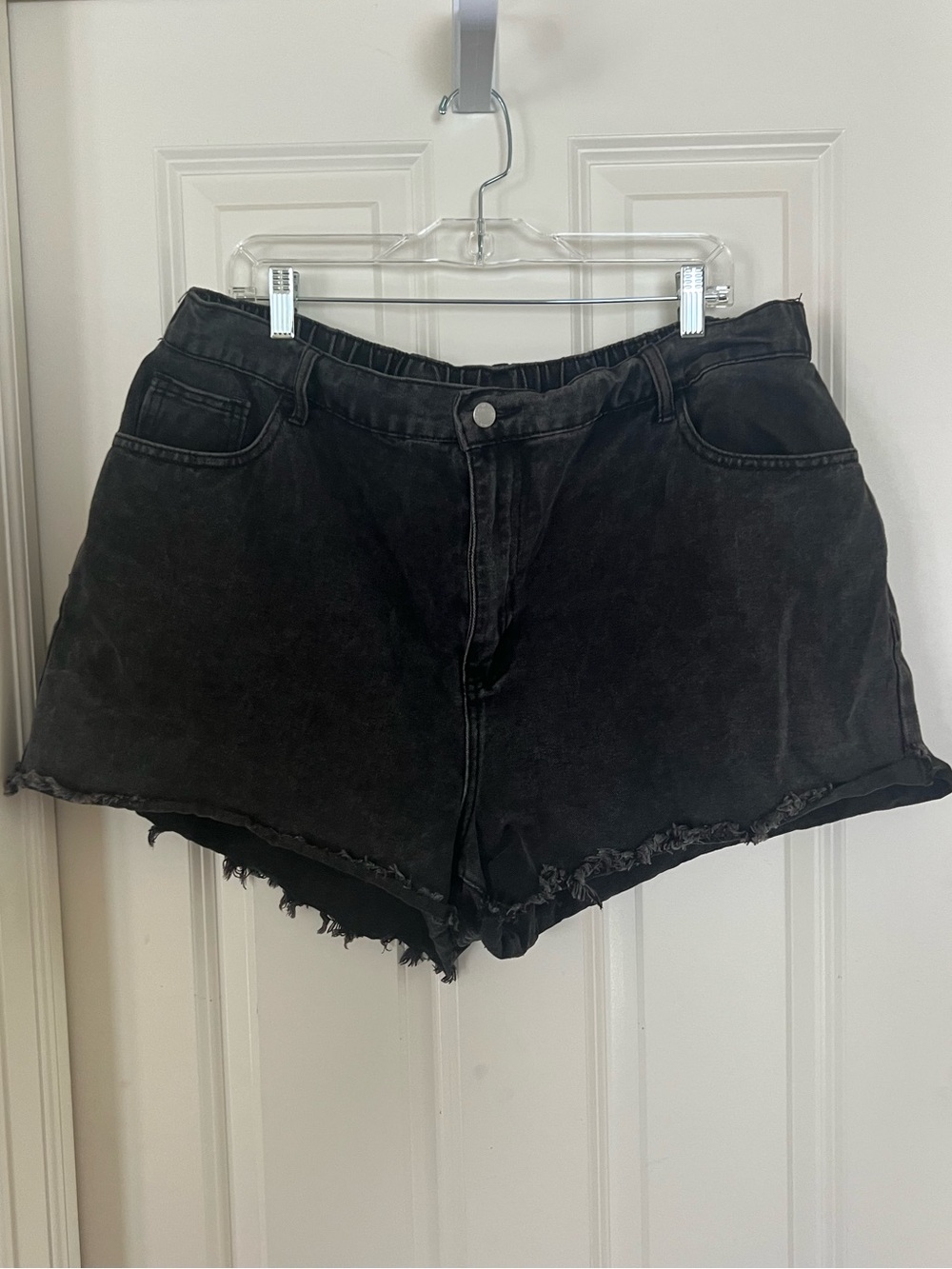 Black Denim Frayed Hem Women's Shorts | Shein